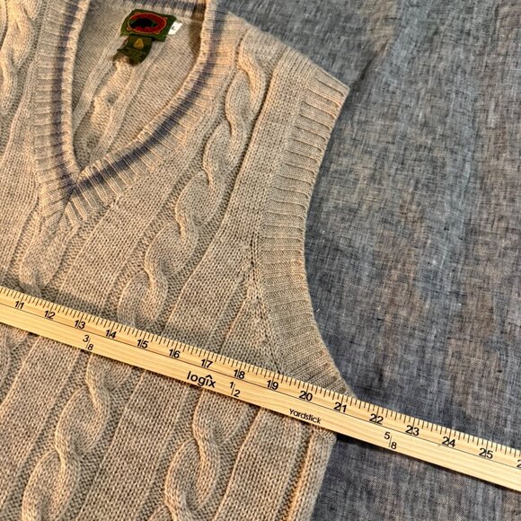 VTG Boston Traders 100% Wool Cable Knit Grandpa Vneck Sweater Vest Mens sz Large - Picture 6 of 7